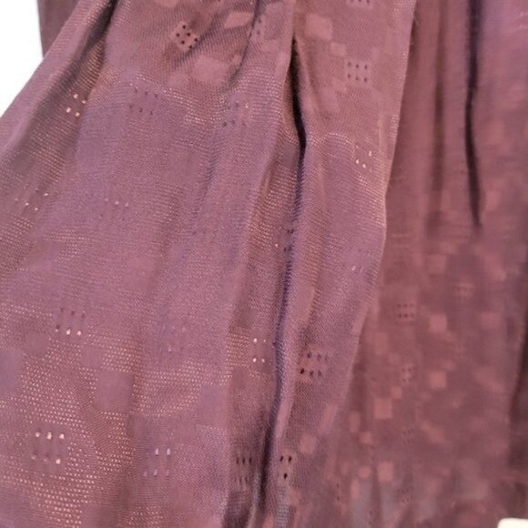 Vintage Pleated Floral Waistband Midi Skirt Purple Elastic Waist Back - Picture 3 of 6